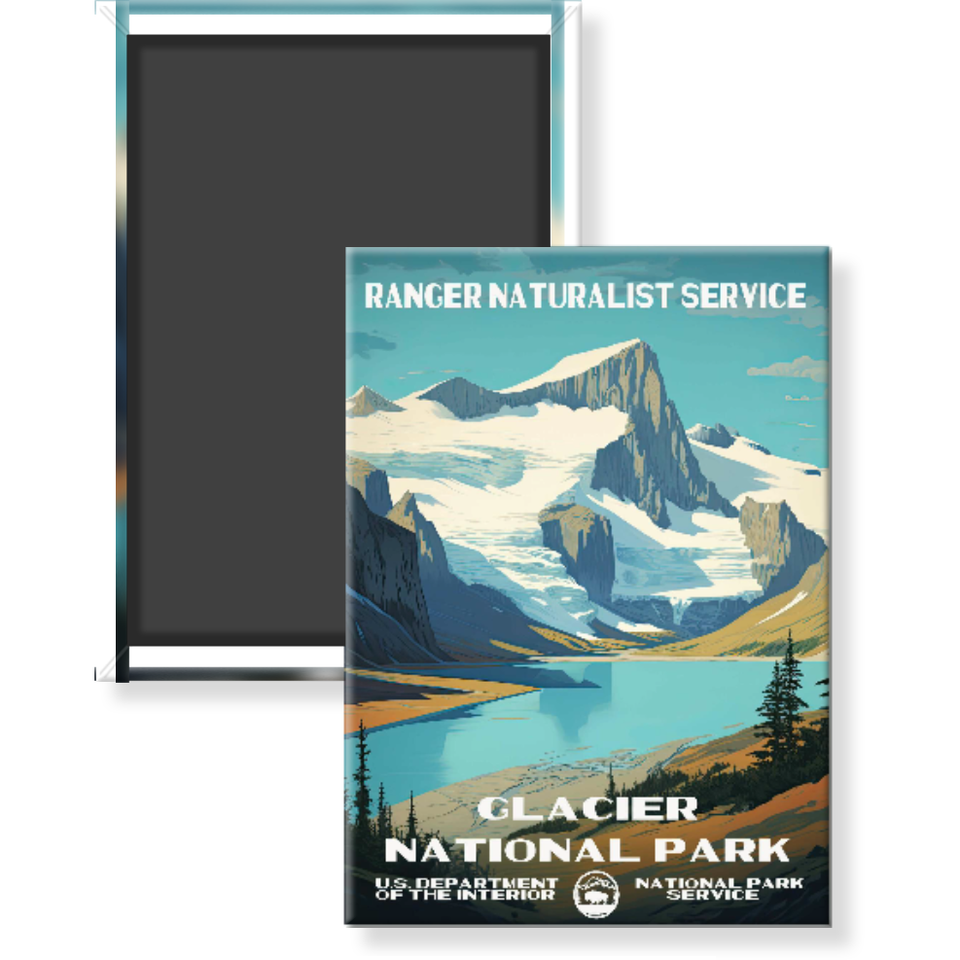 Glacier National Park Magnet – Vintage WPA Style