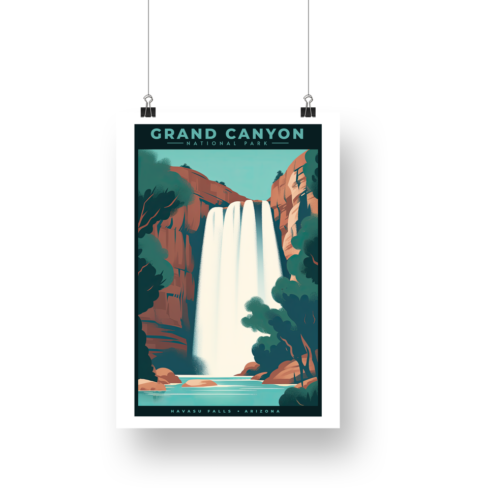 Havasu Falls - Grand Canyon National Park Poster – Turquoise Pool & Canyon Falls