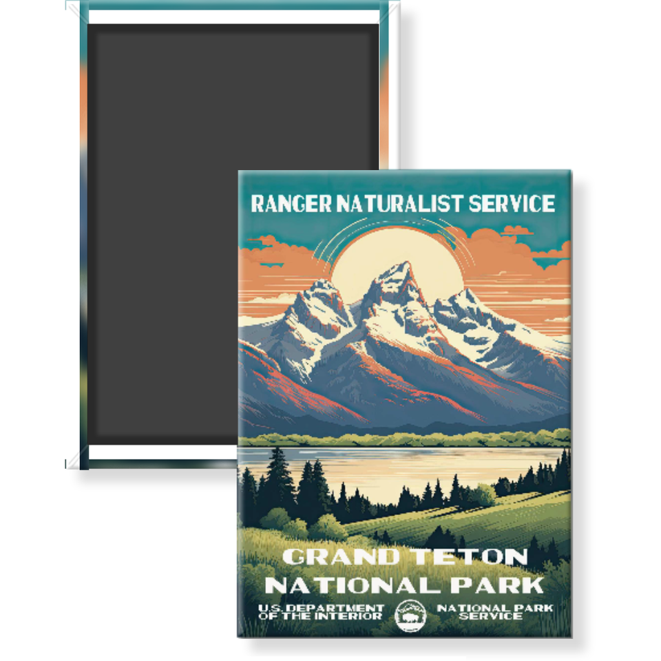 Grand Teton National Park Magnet – Vintage WPA Style