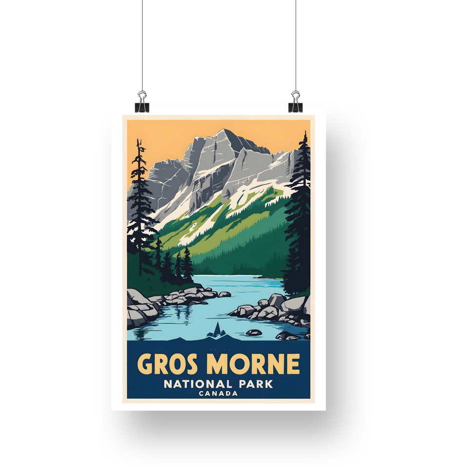 Gros Morne National Park Poster – Mountain Reflection & Blue Stream