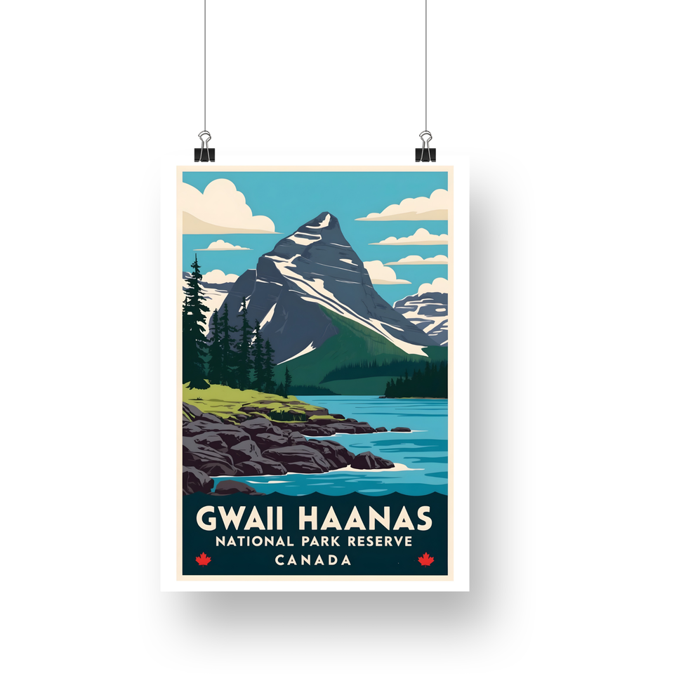 Gwaii Haanas National Park Poster – Dark Peak & Rocky Lake Shore