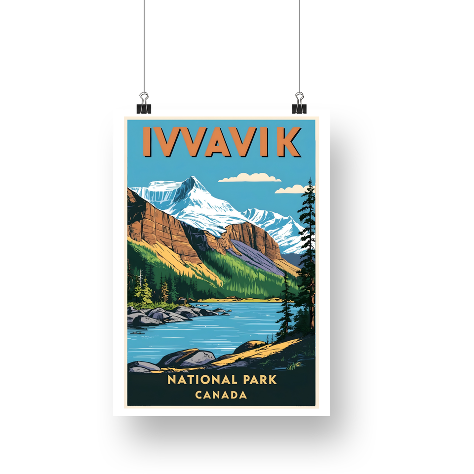Ivvavik National Park Poster – Snowy Mountains & River Bend