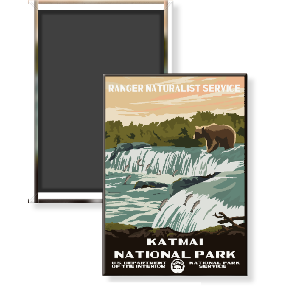 Katmai National Park Magnet – WPA Style