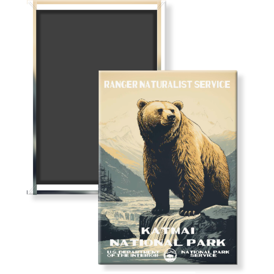 Katmai National Park Magnet – Vintage WPA Style