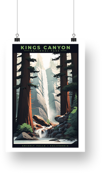 Kings Canyon National Park Poster - Grizzly Falls