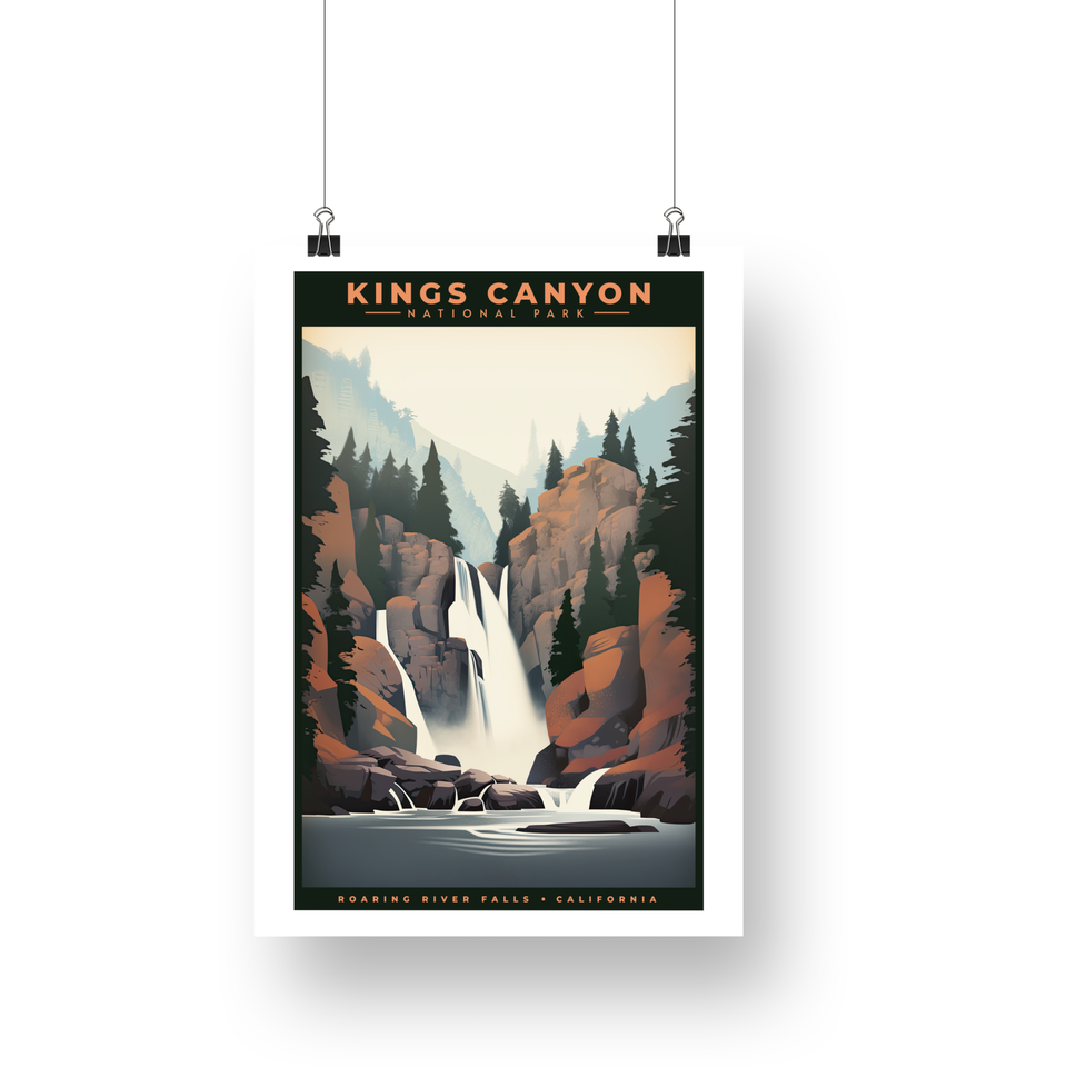 Roaring River Falls - Kings Canyon National Park Poster – Rocky Canyon & River Cascade