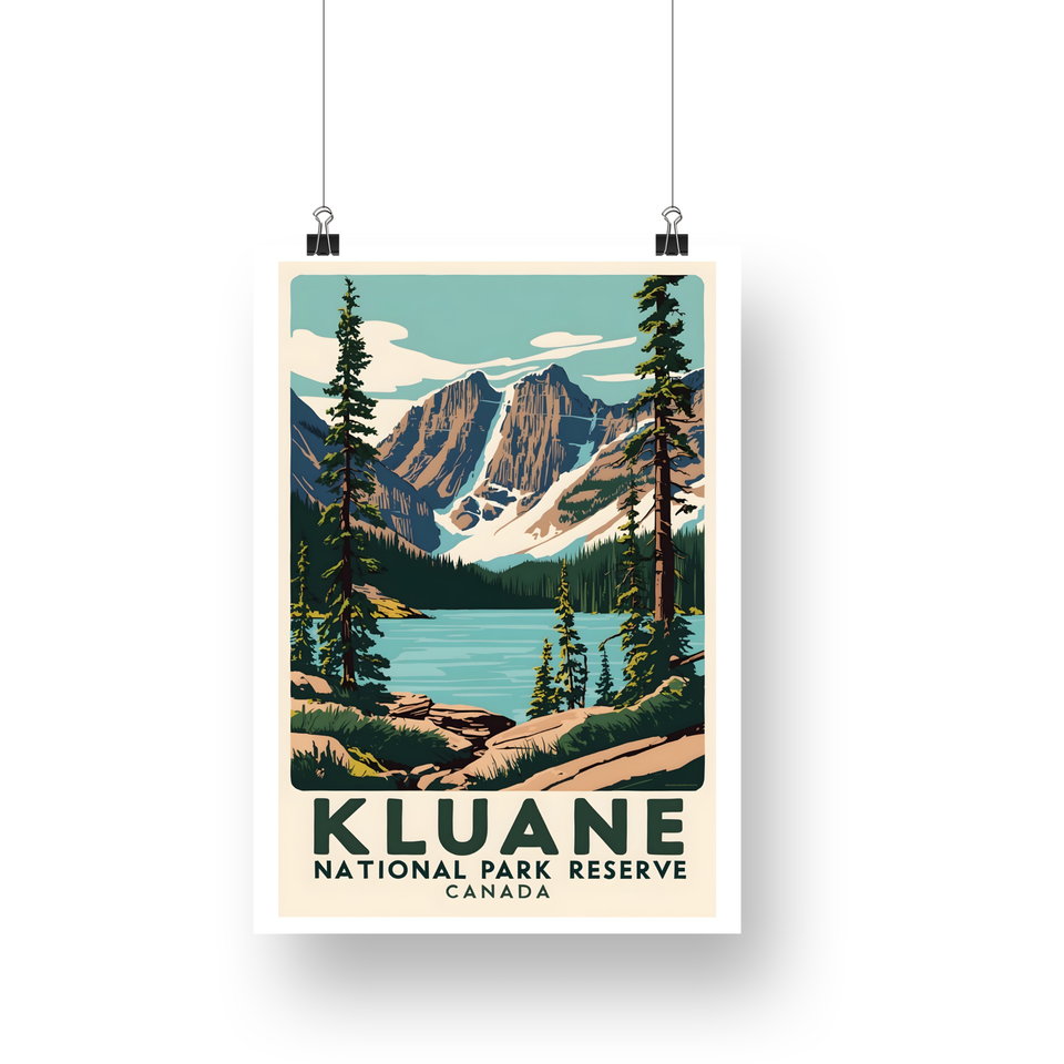 Kluane National Park Poster – Snowy Ridges & Turquoise Lake