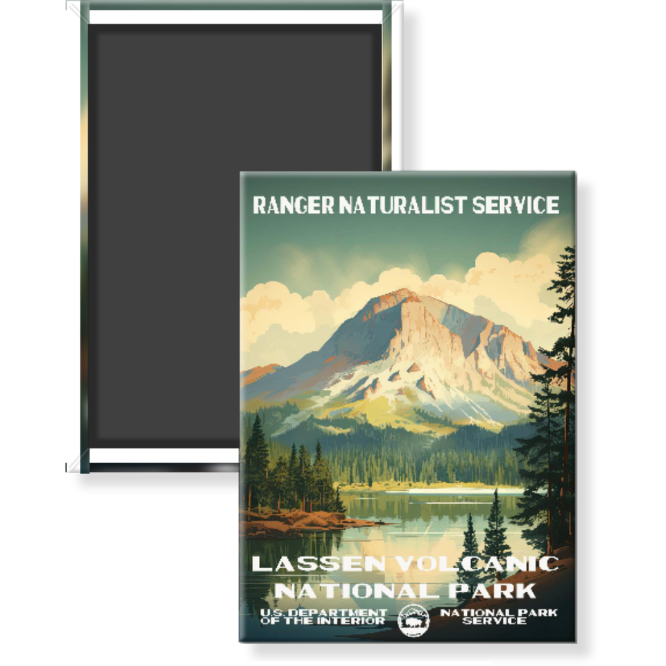 Lassen Volcanic National Park Magnet – Vintage WPA Style