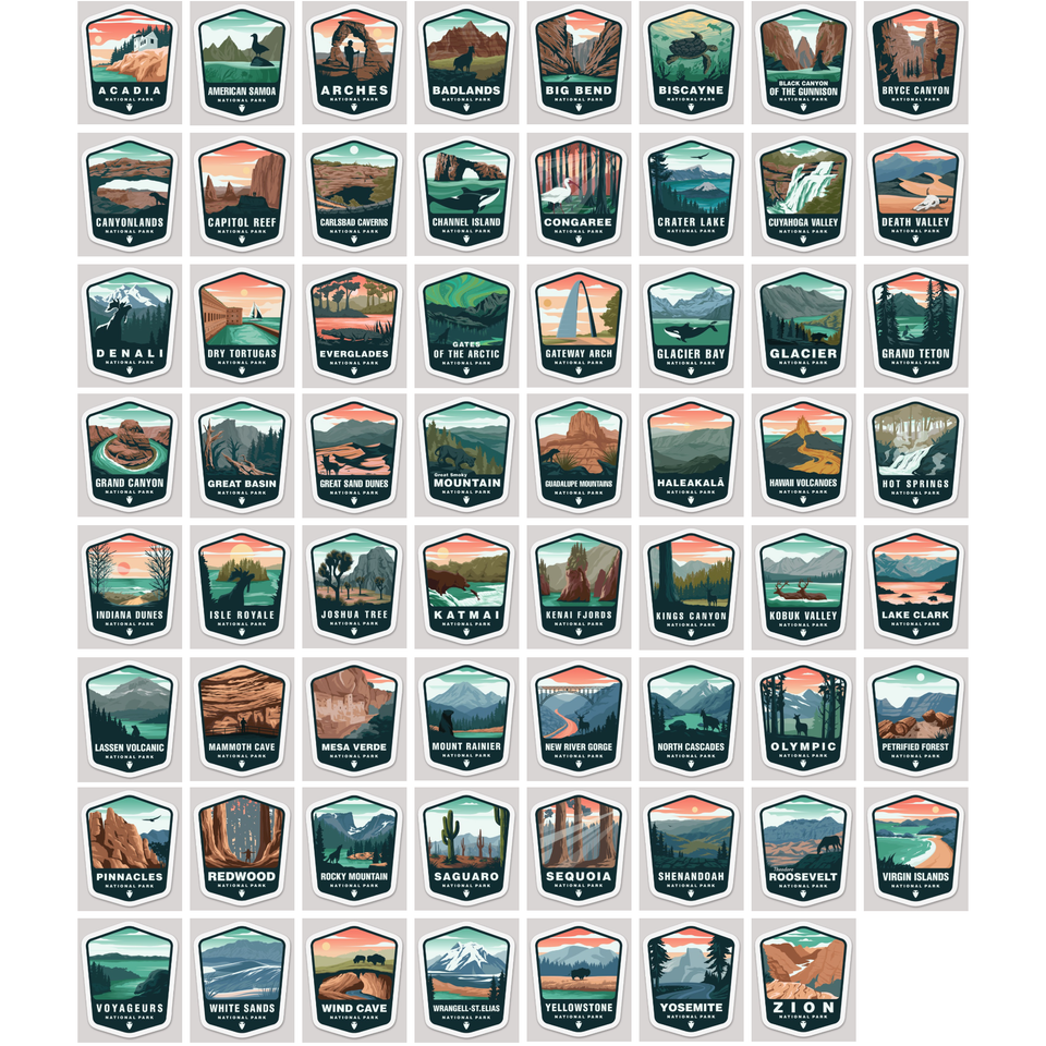 National Park Arrowhead Sticker Collection