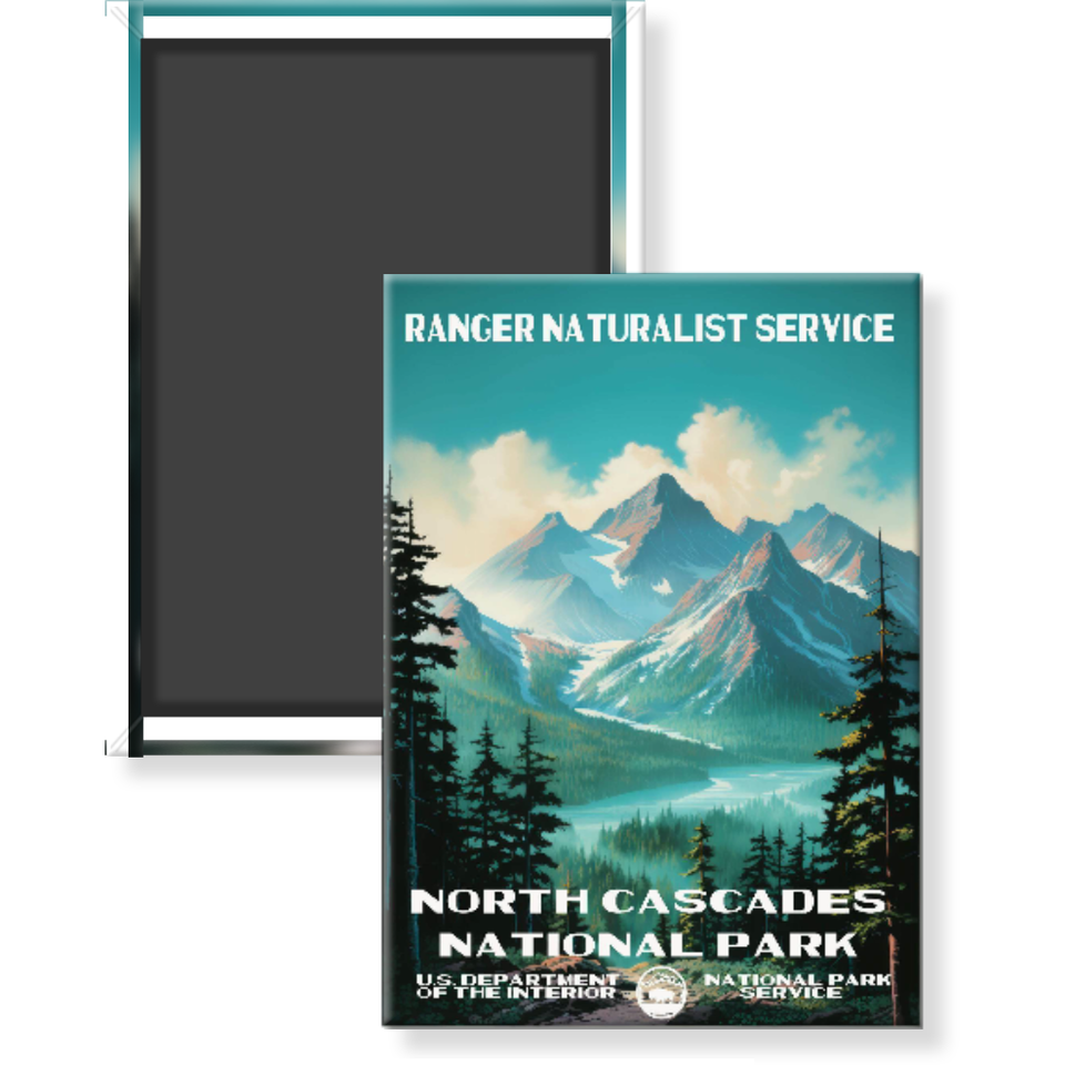 North Cascades National Park Magnet – Vintage WPA Style