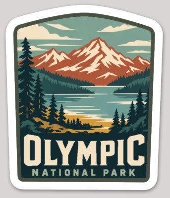 Olympic National Park Die Cut Sticker – Vintage Arched-top Badge