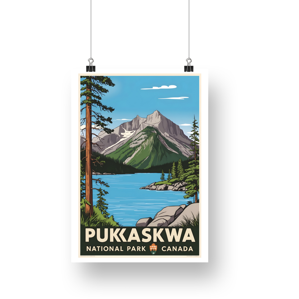 Pukaskwa National Park Poster – Blue Lake & Rocky Mountain Shore