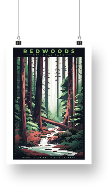 Redwood National Park Poster - Berry Glen Falls