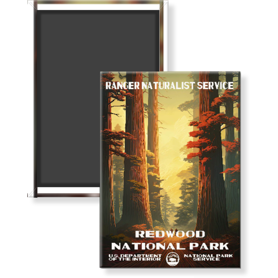 Redwood National Park Magnet – Vintage WPA Style