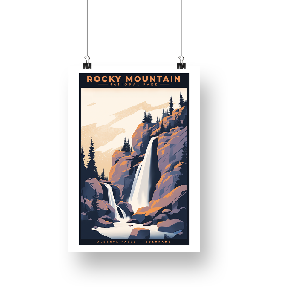 Alberta Falls - Rocky Mountain National Park Poster – Rocky Gorge & Waterfall