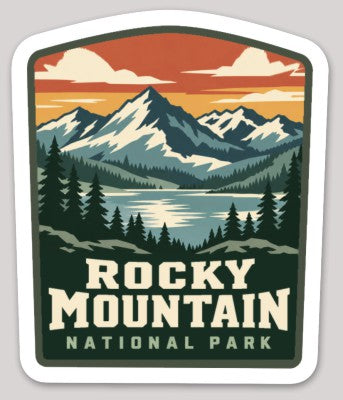Rocky Mountain National Park Die Cut Sticker – Vintage Arched-top Badge