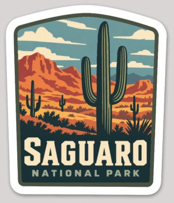 Saguaro National Park Die Cut Sticker – Vintage Arched-top Badge