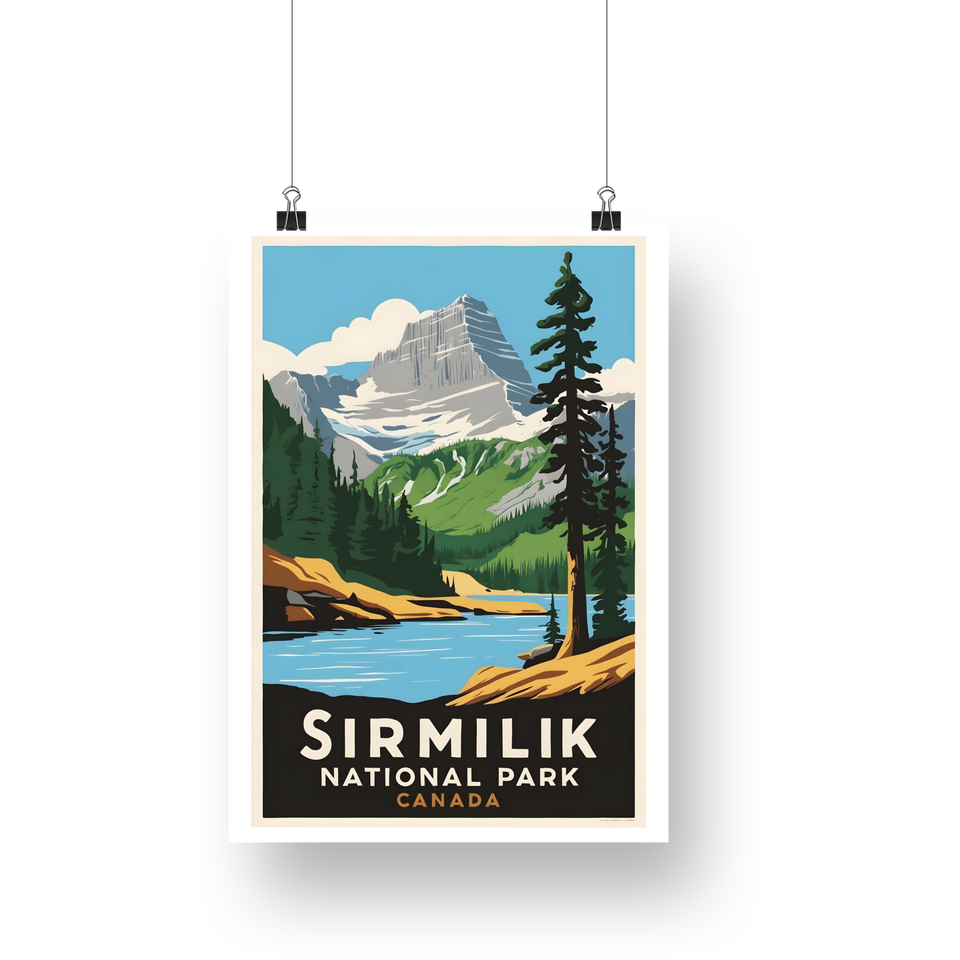 Sirmilik National Park Poster – White Peak & Blue River