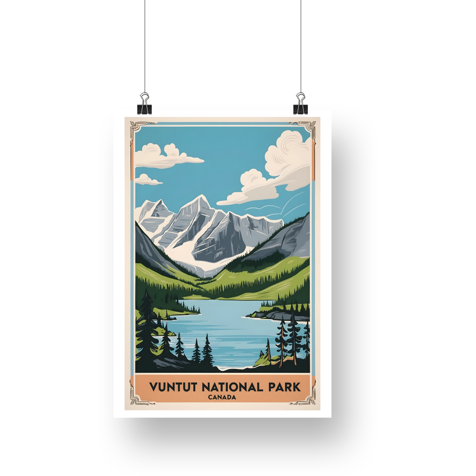 Vuntut National Park Poster – Snowy Range & Quiet Lake