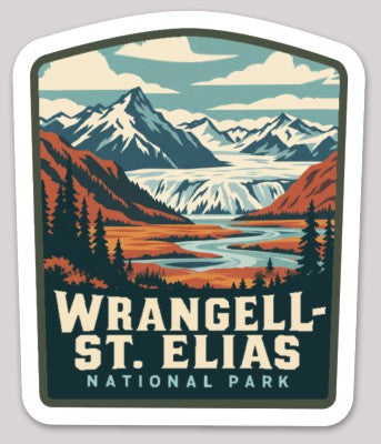 Wrangell-St. Elias National Park Die Cut Sticker – Vintage Arched-top Badge