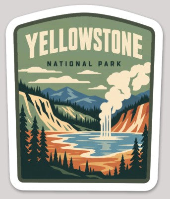 Yellowstone National Park Die Cut Sticker – Vintage Arched-top