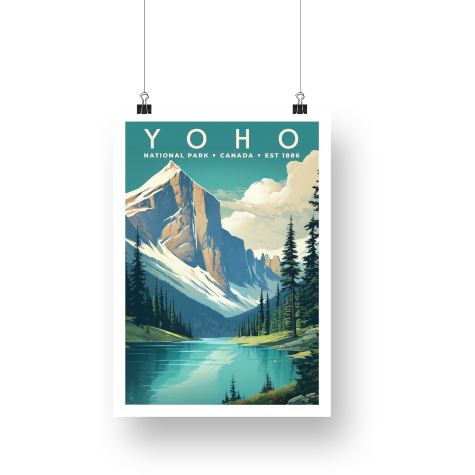 Yoho National Park Poster – Turquoise Lake & Mountain Peaks
