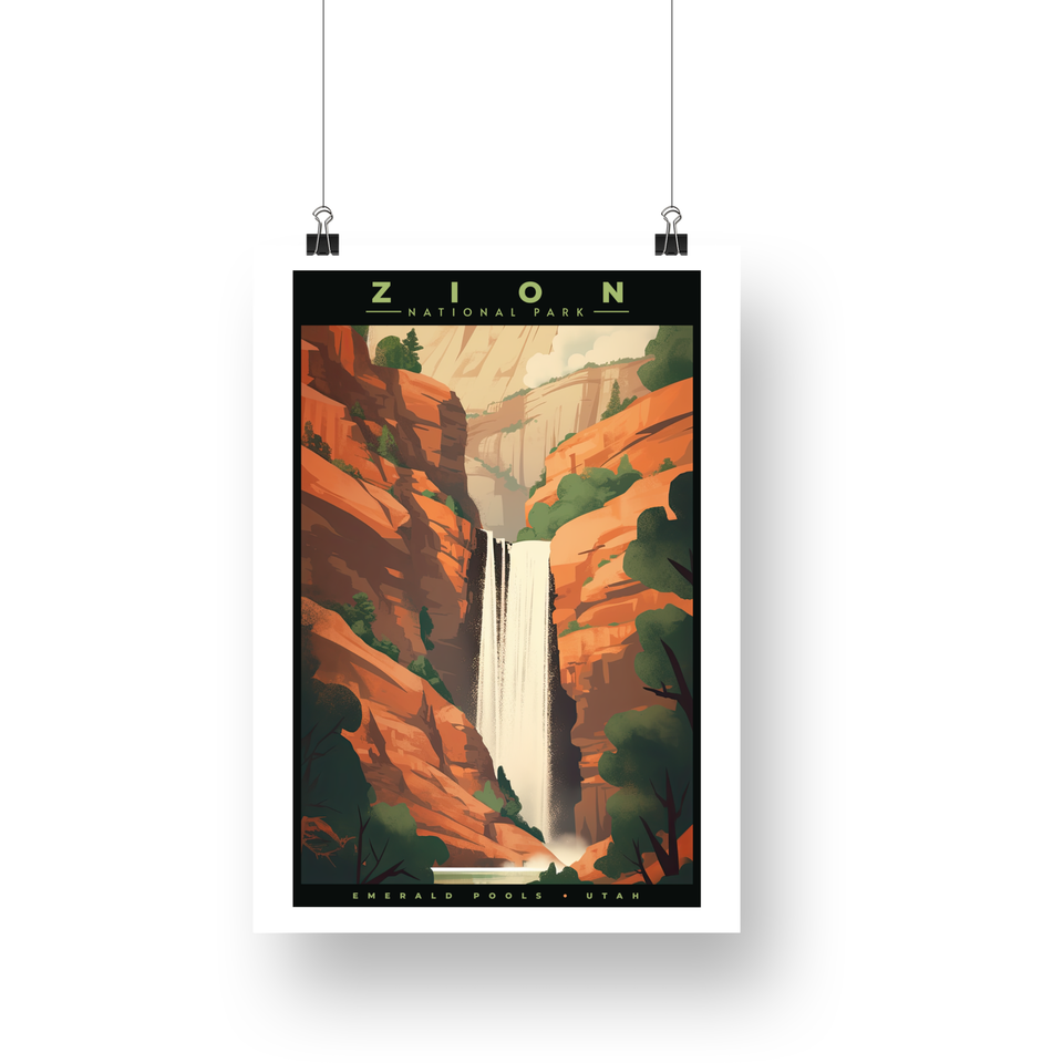 Emerald Pools - Zion National Park Poster – Red Canyon & Emerald Cascade