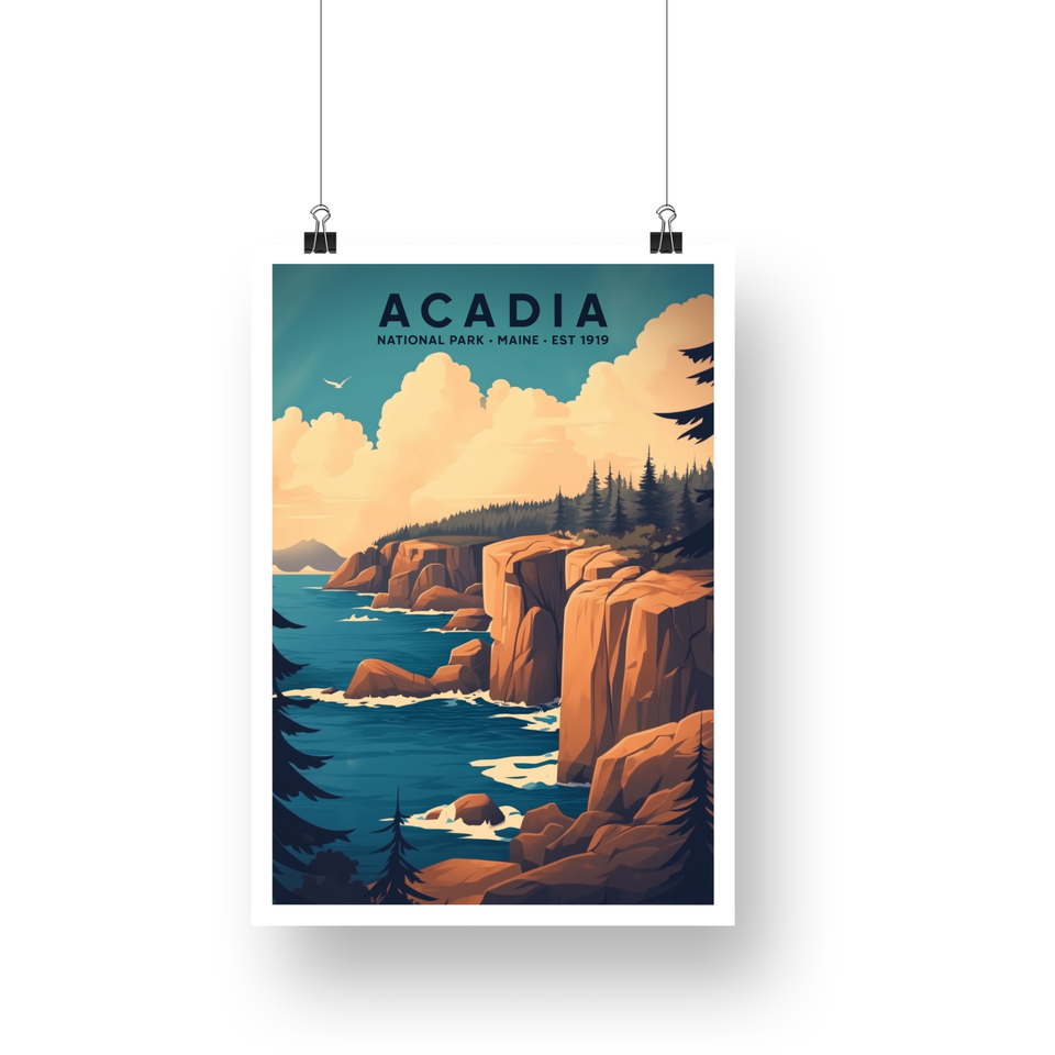 Acadia National Park Poster – Rocky Coast & Pine Headland
