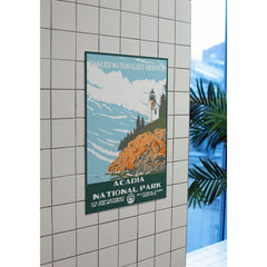 Acadia National Park Poster – Cliffside Lighthouse & Blue Sea – Ranger Header