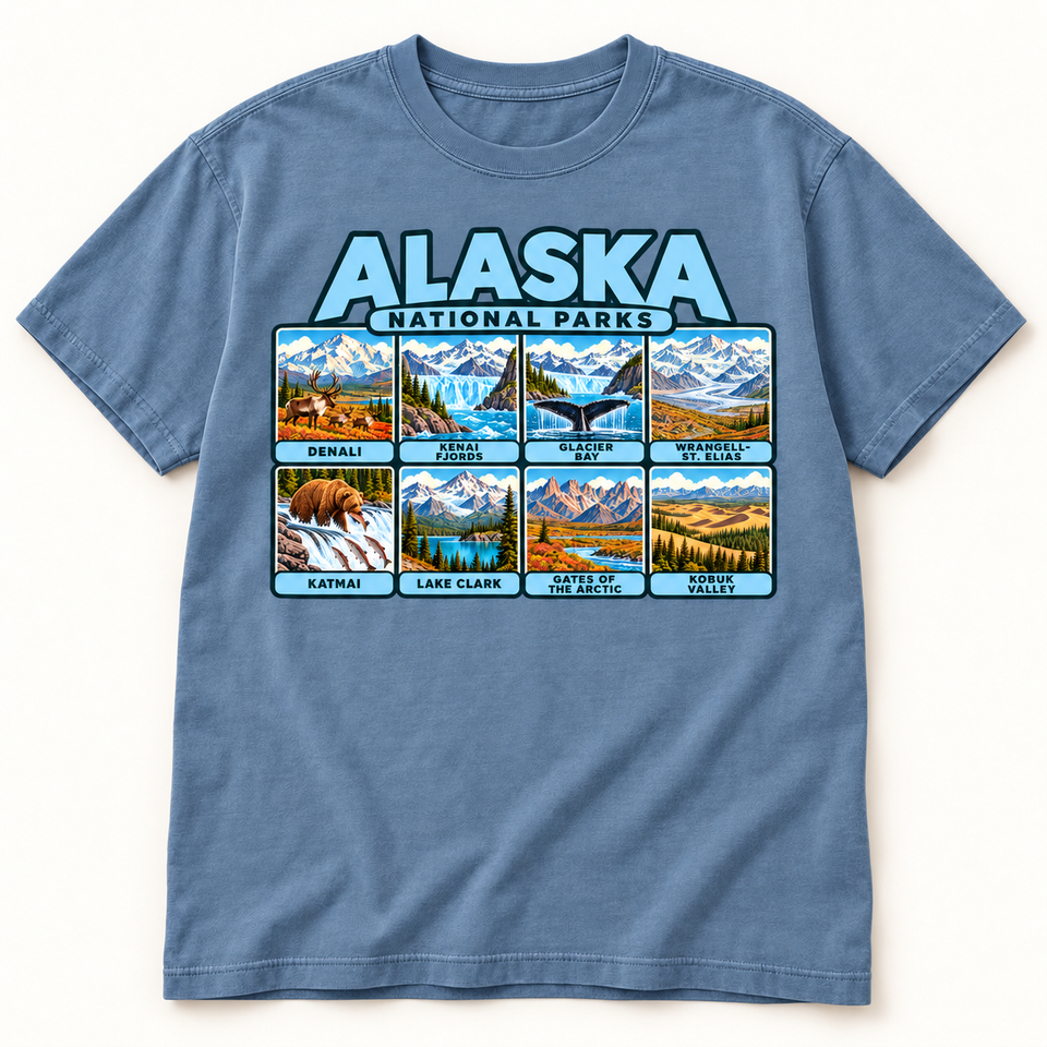 Alaska National Parks T-Shirt in Blue Jean