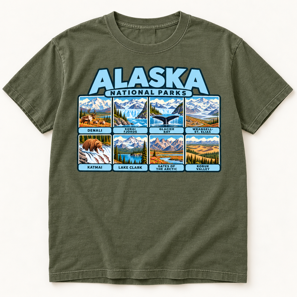 Alaska National Parks T-Shirt in Moss