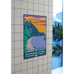 American Samoa National Park Poster – Palm Cove & Purple Water – Ranger Header
