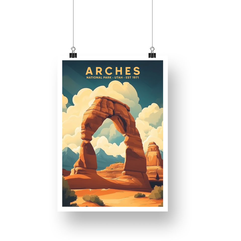Arches National Park Poster – Delicate Arch & Golden Desert