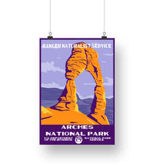 Arches National Park Poster – Delicate Arch & Purple Sky – Ranger Header