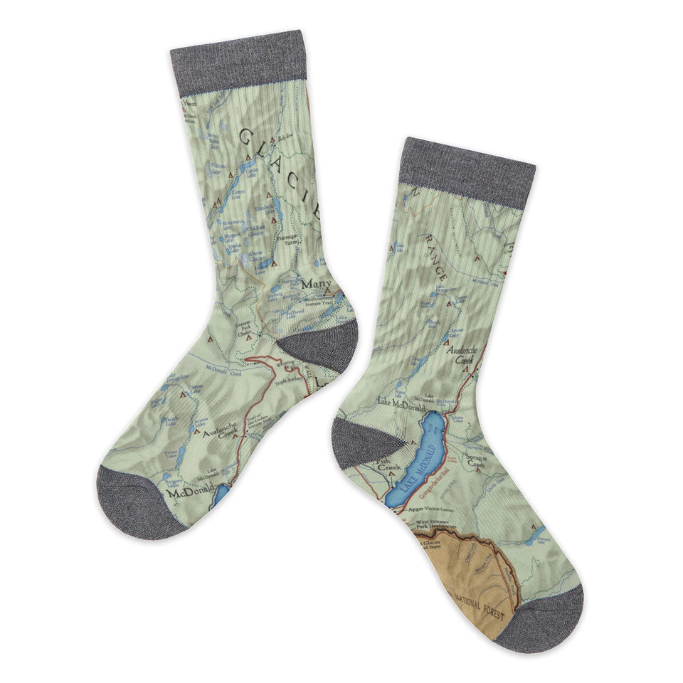 Glacier National Parks Map Socks