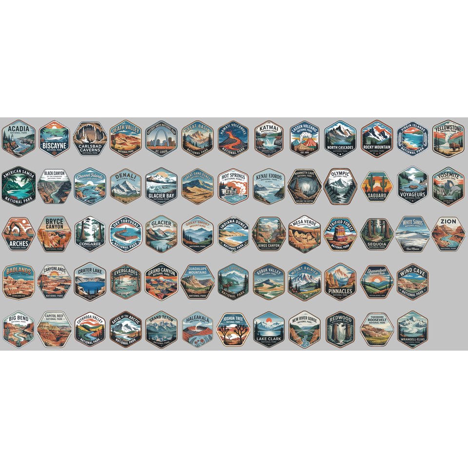 National Park Badge Sticker Collection