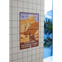 Badlands National Park Poster – Bighorn Sheep & Desert Buttes – Ranger Header