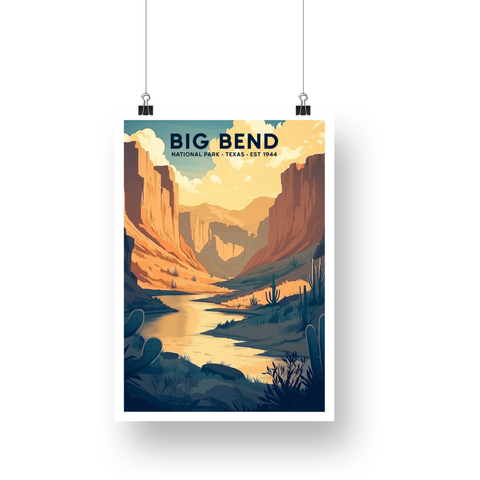 Big Bend National Park Poster – Desert Canyon & Blue River