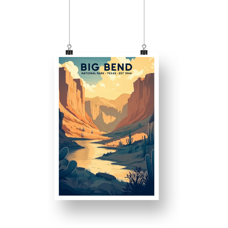 Big Bend National Park Poster – Desert Canyon & Blue River