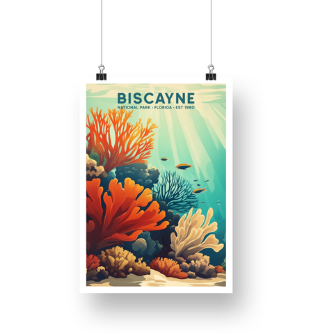 Biscayne National Park Poster – Colorful Coral & Sunlit Water