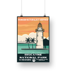 Biscayne National Park Poster – Lighthouse & Palm Waterfront – Ranger Header