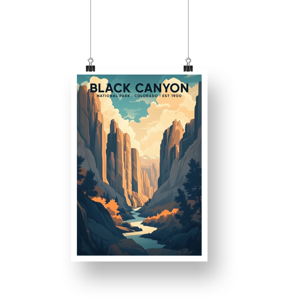 Black Canyon National Park Poster – Deep Gorge & Winding River