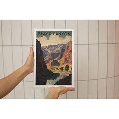 Black Canyon National Park Poster – Golden Gorge & Dark Cliffs