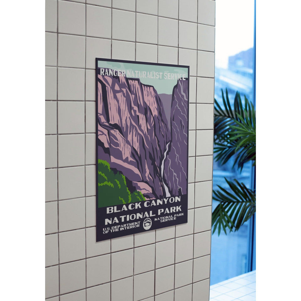 Black Canyon National Park Poster – Purple Canyon Walls & Green Trees – Ranger Header