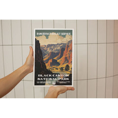 Black Canyon National Park Poster – Golden Gorge & Dark Cliffs – Ranger Header