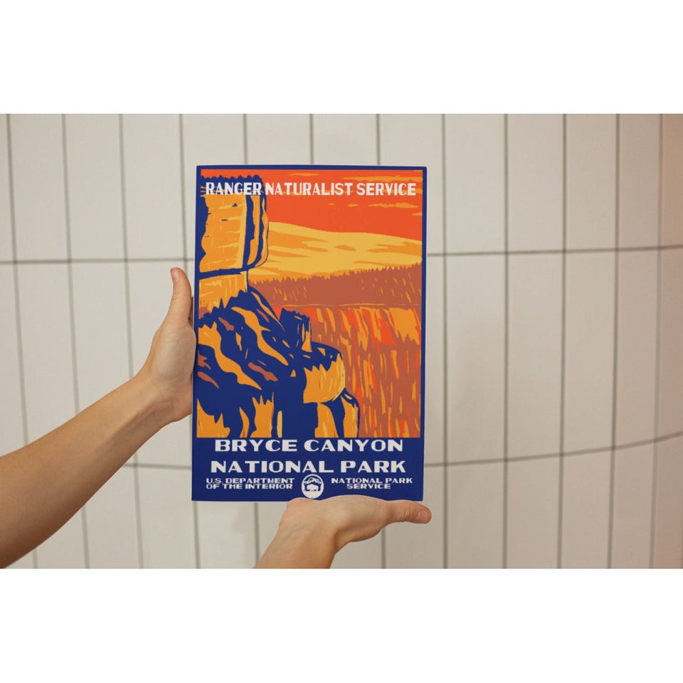 Bryce Canyon National Park Poster – Orange Hoodoos & Blue Shadows – Ranger Header