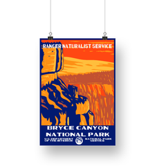 Bryce Canyon National Park Poster – Orange Hoodoos & Blue Shadows – Ranger Header