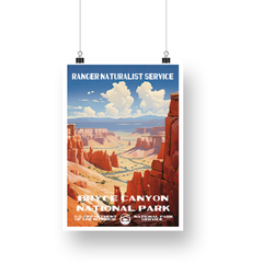 Bryce Canyon National Park Poster – Pink Hoodoos & Canyon Overlook – Ranger Header
