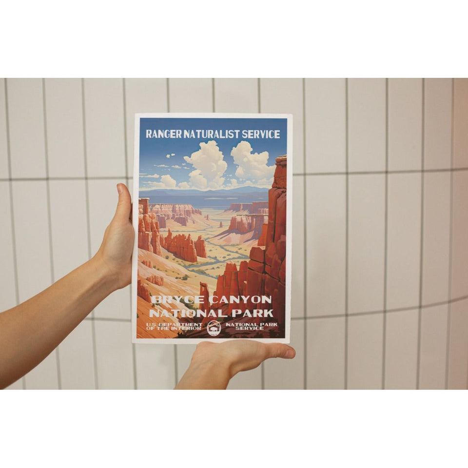 Bryce Canyon National Park Poster – Pink Hoodoos & Canyon Overlook – Ranger Header