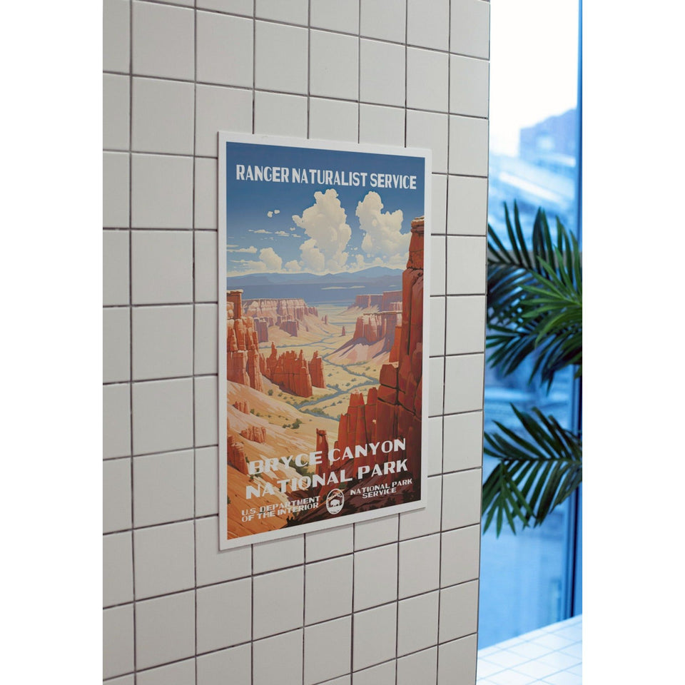 Bryce Canyon National Park Poster – Pink Hoodoos & Canyon Overlook – Ranger Header